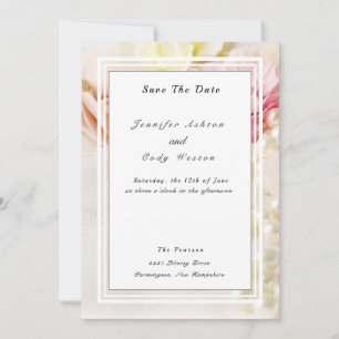 Flowers and Pearls Cream Pink Peach Wedding Save The Date