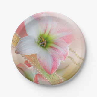 Flowers and Pearls Paper Plate