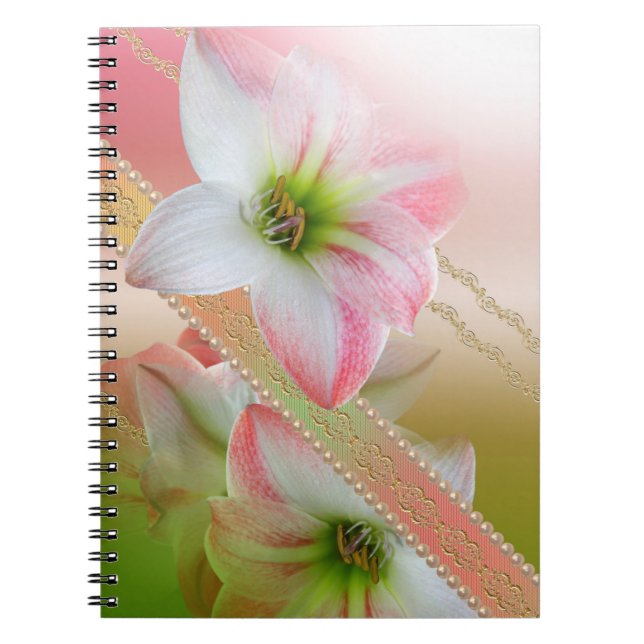 Flowers and Pearls Spiral Notebook (Front)