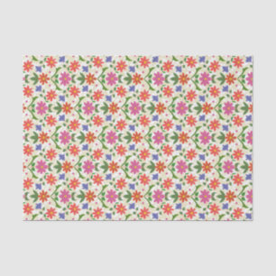 Flowers and Polka Dots on Ecru, Tissue Paper