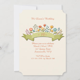 Flowers and Ribbon Invitation