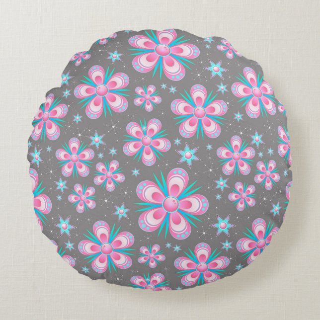 flowers and stars round pillow (Front)