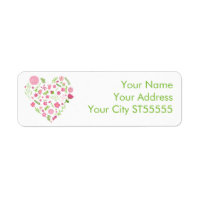 Flowers and Steams Heart Pink and Green