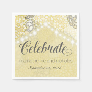 Flowers and String Lights Wedding Napkins