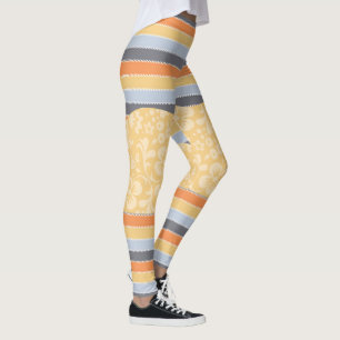 Flowers and Stripes Leggings Yoga Pants