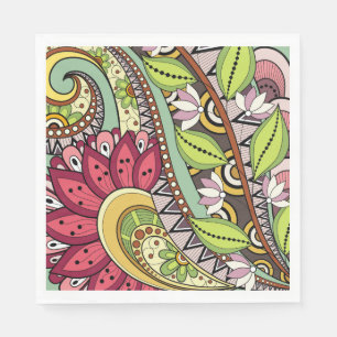 Flowers And Swirl P14 Luncheon Paper Napkins