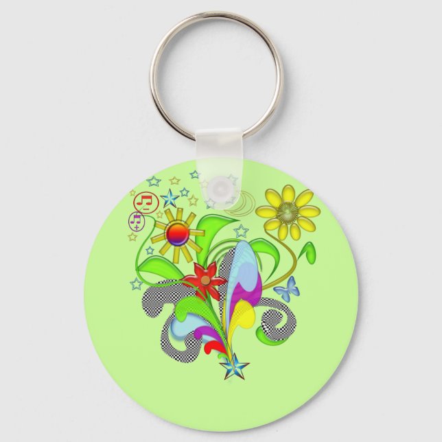 Flowers and Swirls T-shirts and Gifts Key Ring (Front)