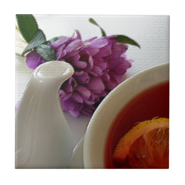 flowers and tea tile (Front)