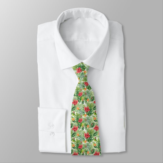 Flowers and tropical leaves tie (Tied)