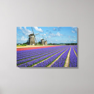 Flowers and windmills canvas print