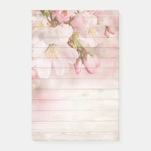 Flowers and Wood Grain Post-it Notes (Front)