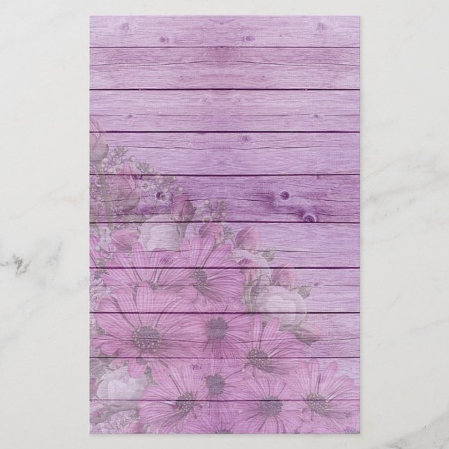 Flowers and Wood Stationery (Front)