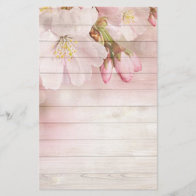 Flowers and Wood Stationery (Front)