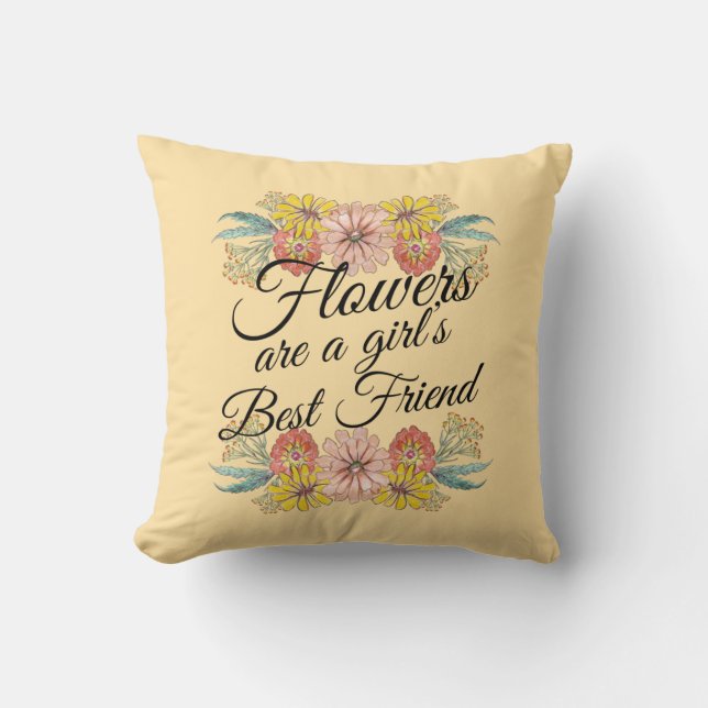 Flowers Are a Girls Best Friend - Zinnia Art Cushion (Front)
