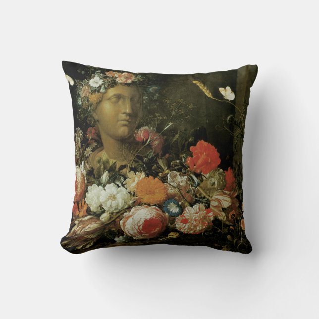 Flowers Around a Classical Bust Cushion (Front)