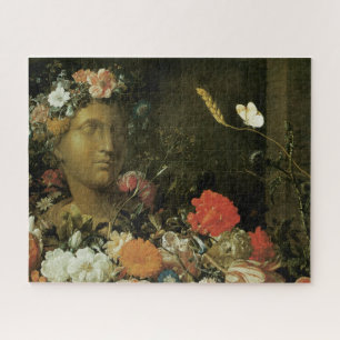 Flowers Around a Classical Bust Jigsaw Puzzle
