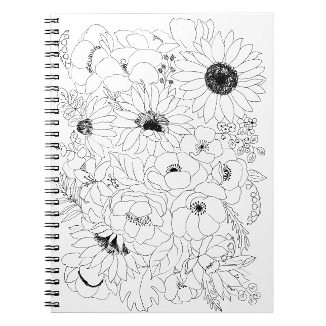 flowers arrangement line drawing  2 notebook (Front)