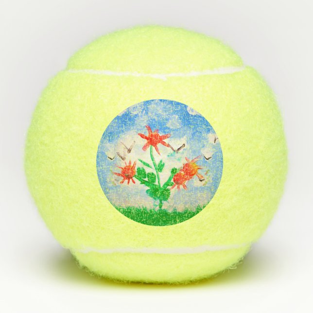 Flowers Art by Kids Tennis Balls (Front)