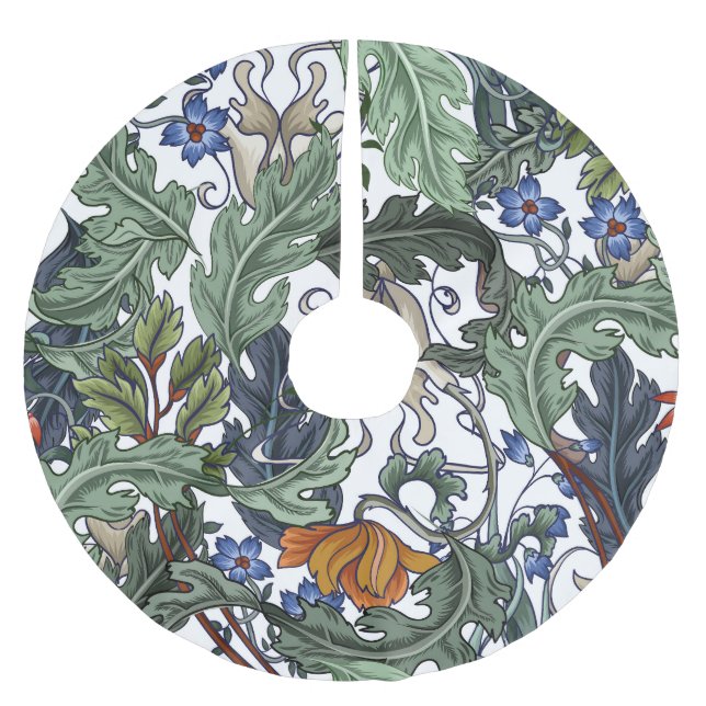 Flowers, art deco, modern, seamless. brushed polyester tree skirt (Front)