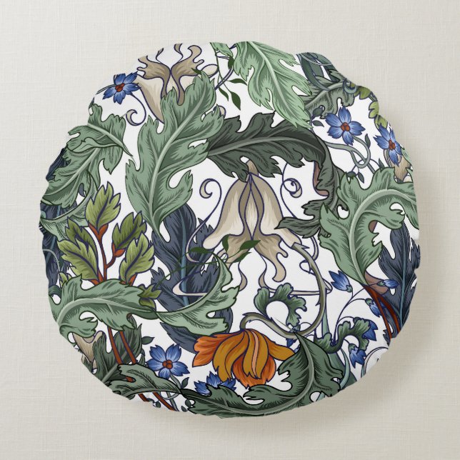 Flowers, art deco, modern, seamless. round cushion (Front)