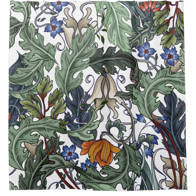 Flowers, art deco, modern, seamless. shower curtain (Front)