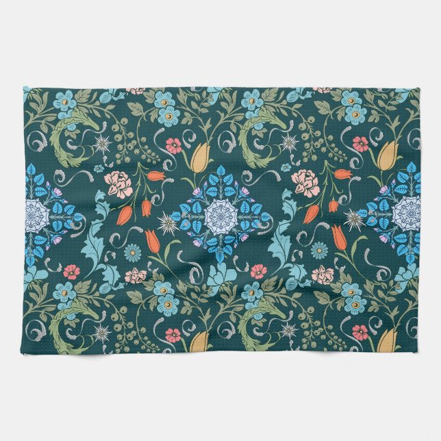 Flowers,art nouveau ,William Morris style    Tea Towel (Horizontal)