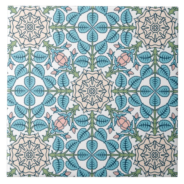 Flowers,art nouveau ,William Morris style     Tile (Front)