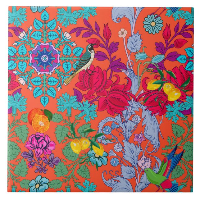 Flowers,art nouveau ,William Morris style    Tile (Front)