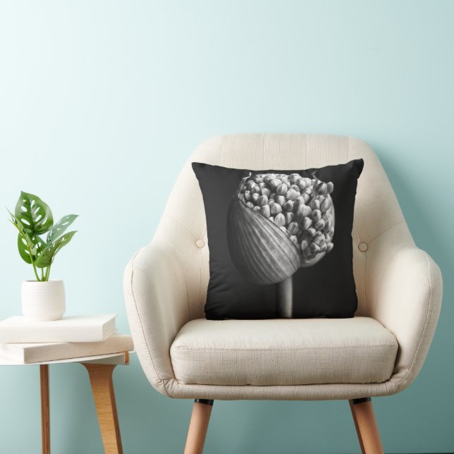 Flowers | B&W Allium Flower Bud Cushion (Chair)