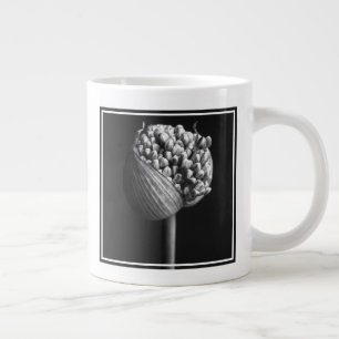 Flowers   B&W Allium Flower Bud Large Coffee Mug