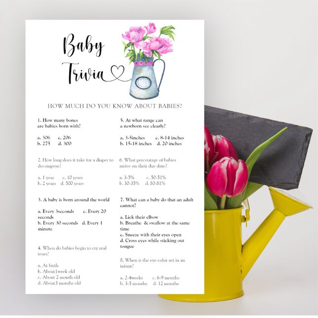 Flowers baby shower Baby Trivia Game (Creator Uploaded)