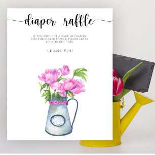 Flowers baby shower Diaper raffle Poster