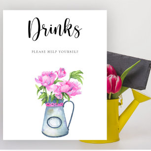 Flowers baby shower Drinks help yourself Poster