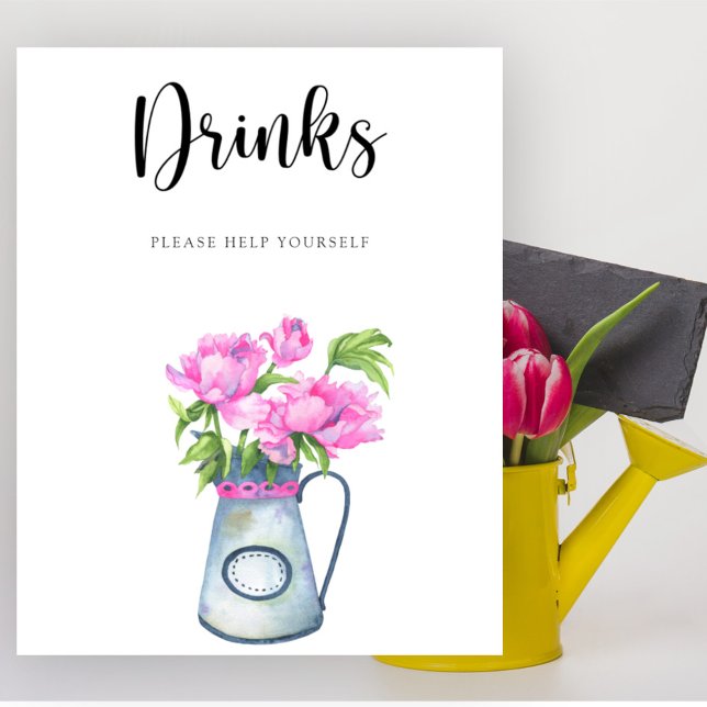 Flowers baby shower Drinks help yourself Poster (Creator Uploaded)