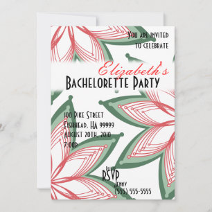 Flowers Bachelorette Party Green Invitation