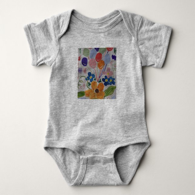 Flowers & Balloons Baby Bodysuit (Front)
