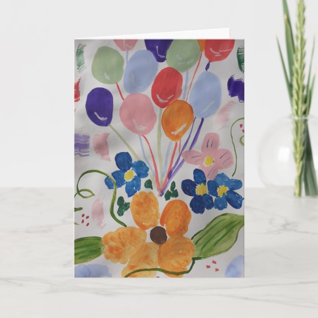 Flowers & Balloons Card (Front)