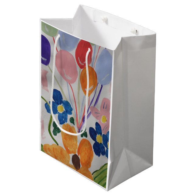 Flowers & Balloons Gift Bag (Front Angled)