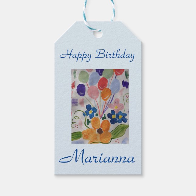 Flowers & Balloons Gift Tag (Front)