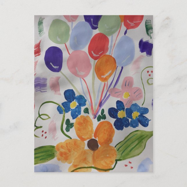 Flowers & Balloons Postcard (Front)