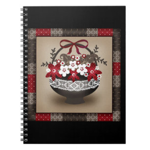 Flowers basket lace frame design floral vintage re notebook