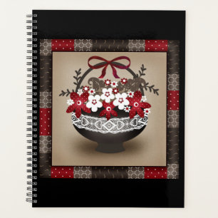 Flowers basket lace frame design floral vintage re planner