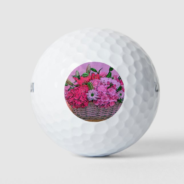Flowers basket painting golf balls (Front)
