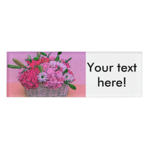 Flowers basket painting name tag