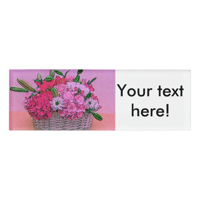 Flowers basket painting name tag (Front)