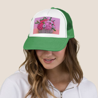 Flowers basket painting trucker hat