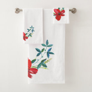 Flowers Bath Towel Set