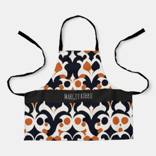 Flowers Batik Orange Floral Retro Pattern Apron