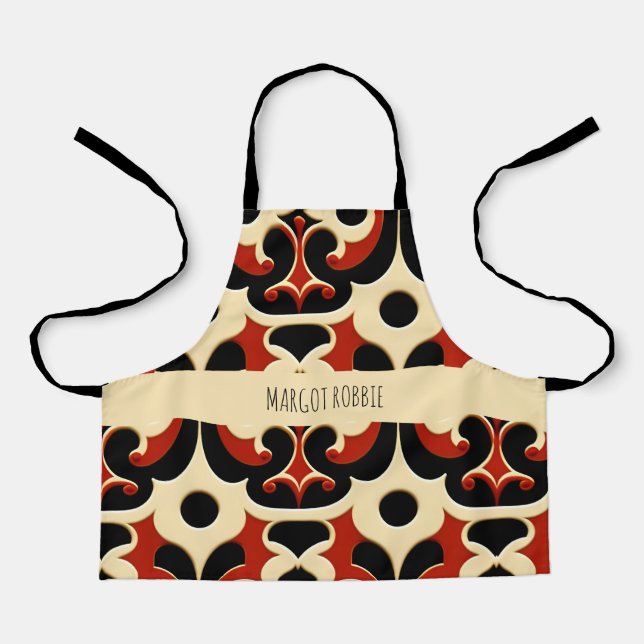 Flowers Batik Red Floral Pattern Apron (Front)