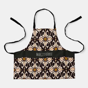 Flowers Batik Yellow Beige Floral Pattern Apron